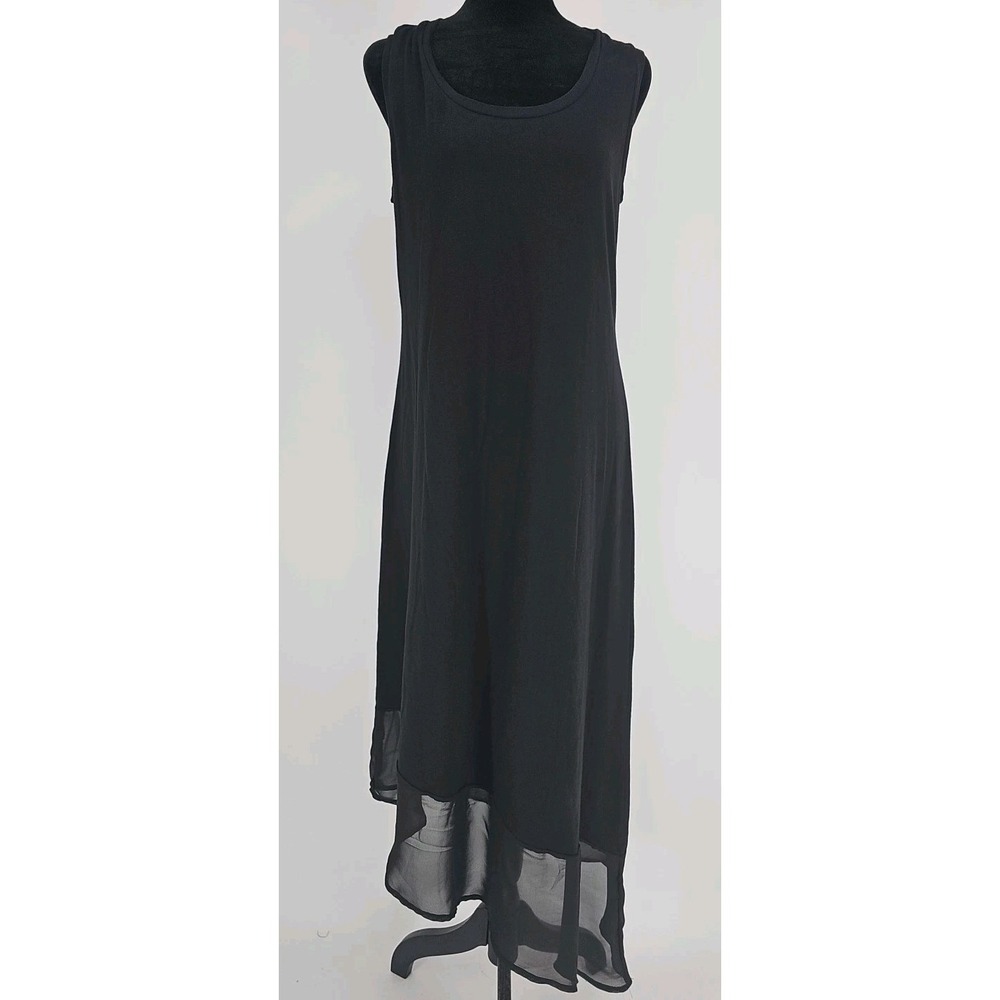 Tommy Bahama‎ Chiffon Dress Medium Knit Black Asymmetrical High-Low
